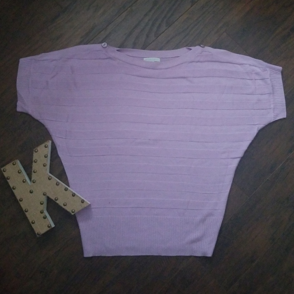 New York & Co Lilac Peakaboo Shoulder Knit Top